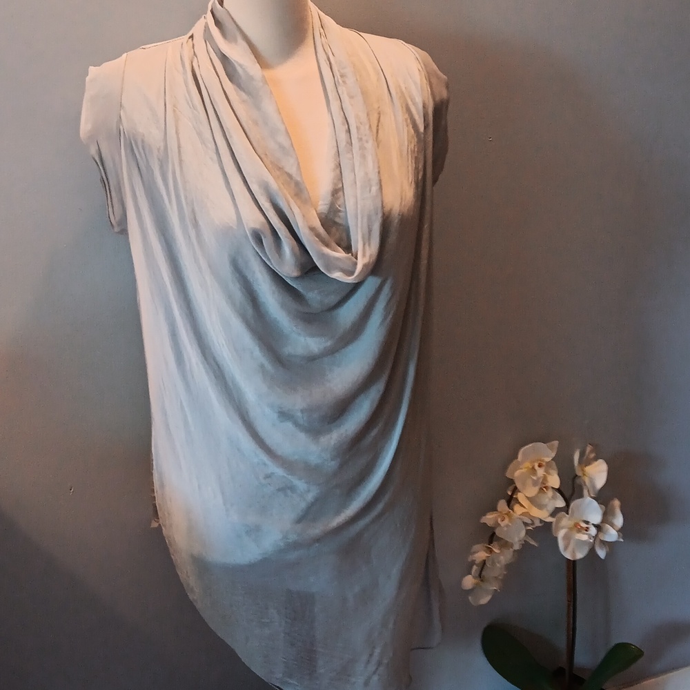 M Made in Italy heather grey silk top